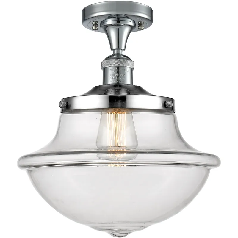 Franklin Restoration Large Oxford 1 Light 12 inch Polished Chrome Semi-Flush Mount Ceiling Light, Franklin Restoration