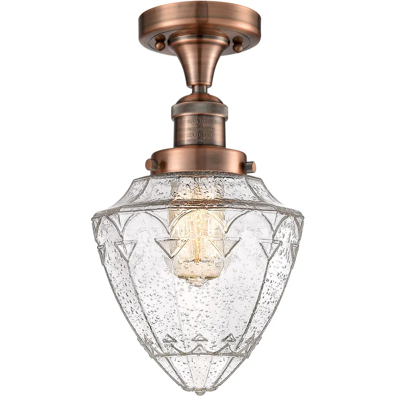 Franklin Restoration Bullet LED 7 inch Antique Copper Semi-Flush Mount Ceiling Light