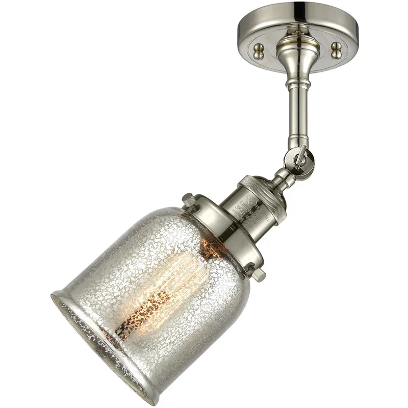 Franklin Restoration Small Bell LED 5 inch Polished Nickel Semi-Flush Mount Ceiling Light in Silver Plated Mercury Glass, Franklin Restoration