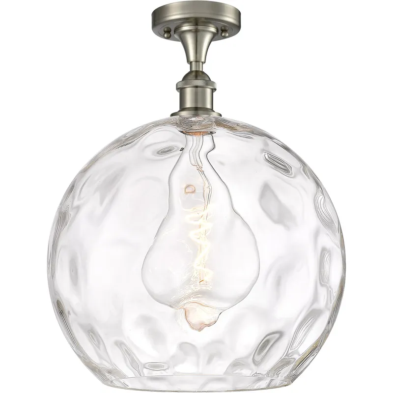Ballston Athens Water Glass 1 Light 14 inch Brushed Satin Nickel Semi-Flush Mount Ceiling Light