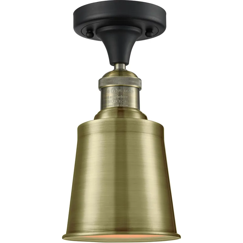 Franklin Restoration Addison 1 Light 5 inch Black Antique Brass Semi-Flush Mount Ceiling Light, Franklin Restoration