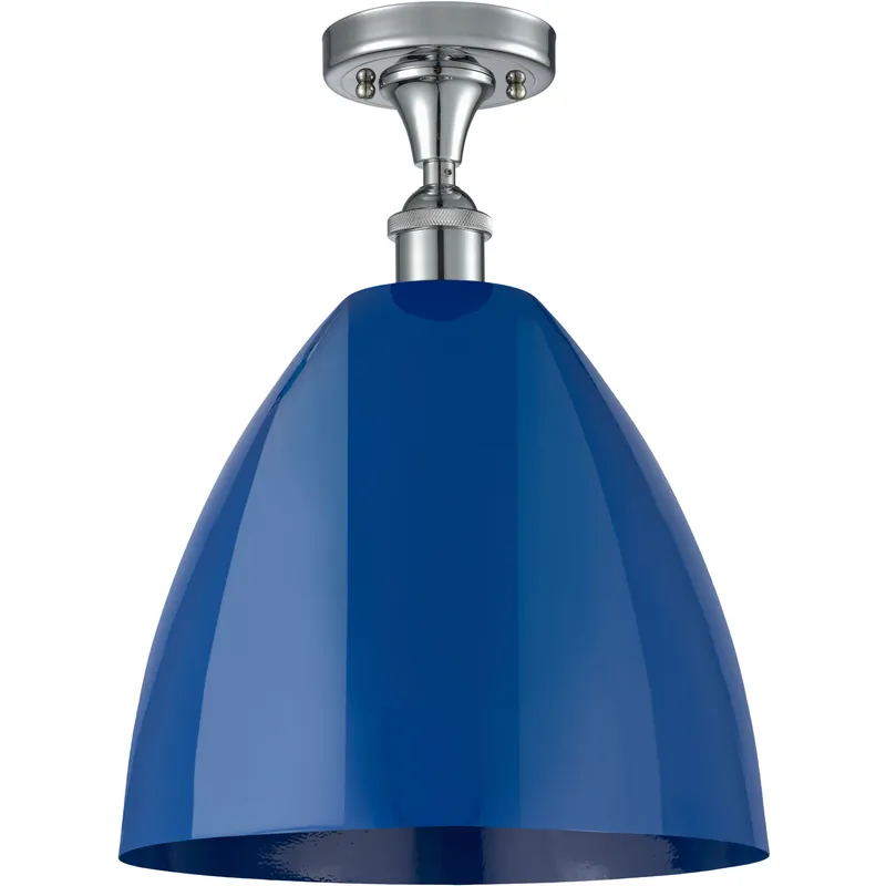 Ballston Plymouth Dome LED 12 inch Polished Chrome Semi-Flush Mount Ceiling Light in Matte Blue