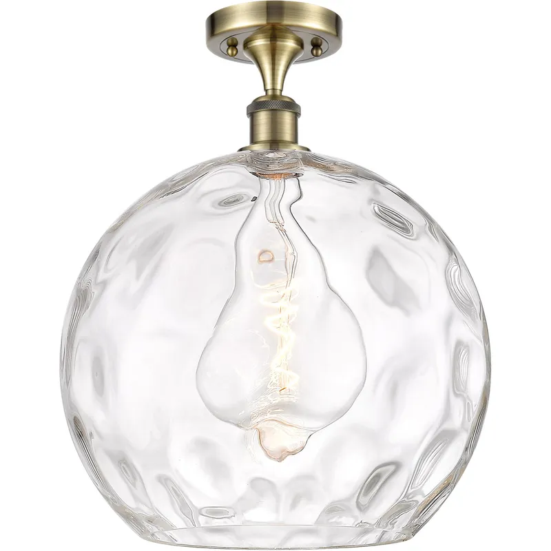 Ballston Athens Water Glass 1 Light 14 inch Antique Brass Semi-Flush Mount Ceiling Light
