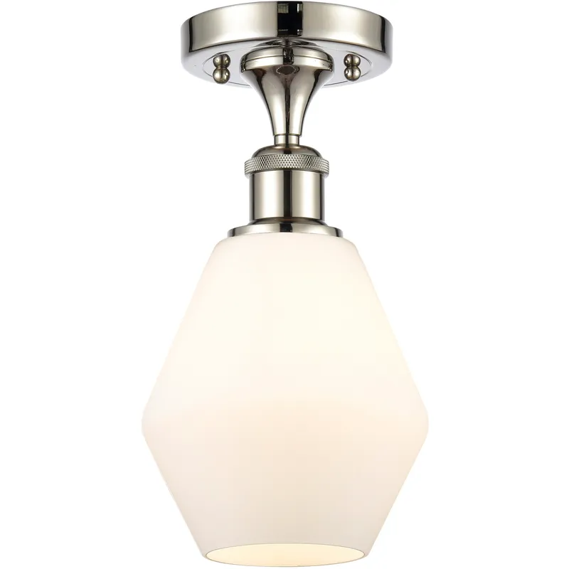 Ballston Cindyrella LED 6 inch Polished Nickel Semi-Flush Mount Ceiling Light in Cased Matte White Glass