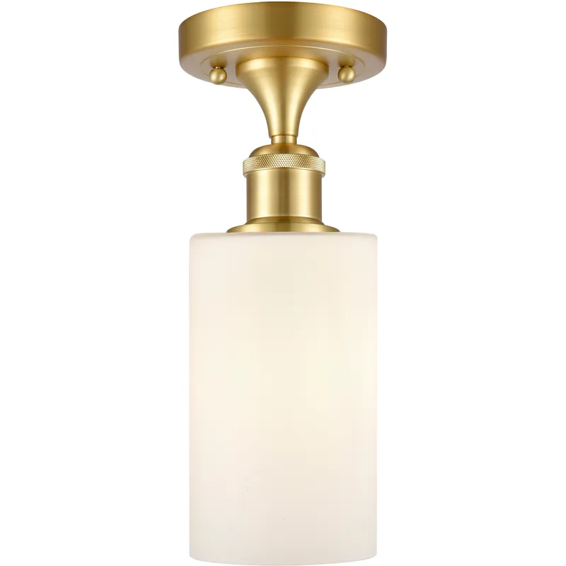 Clymer 1 Light 3.88 inch Satin Gold Semi-Flush Mount Ceiling Light in Matte White Glass