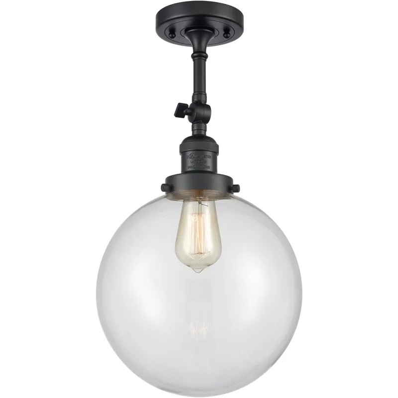 Franklin Restoration X-Large Beacon LED 10 inch Matte Black Semi-Flush Mount Ceiling Light in Clear Glass, Franklin Restoration