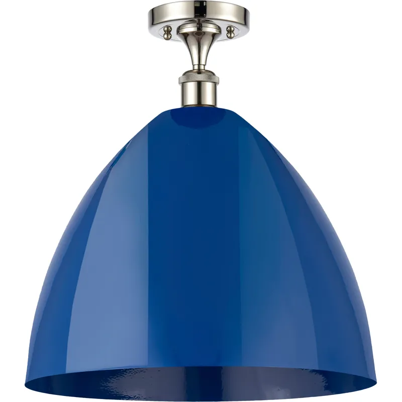 Ballston Plymouth Dome LED 16 inch Polished Nickel Semi-Flush Mount Ceiling Light in Matte Blue