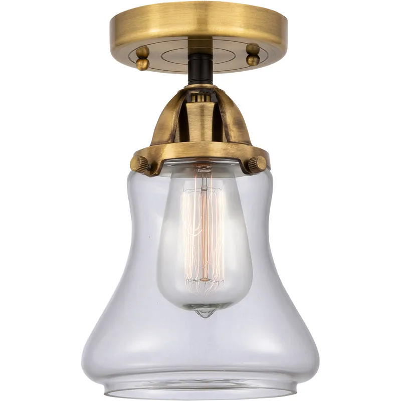 Nouveau 2 Bellmont 1 Light 6 inch Black Antique Brass Semi-Flush Mount Ceiling Light in Clear Glass