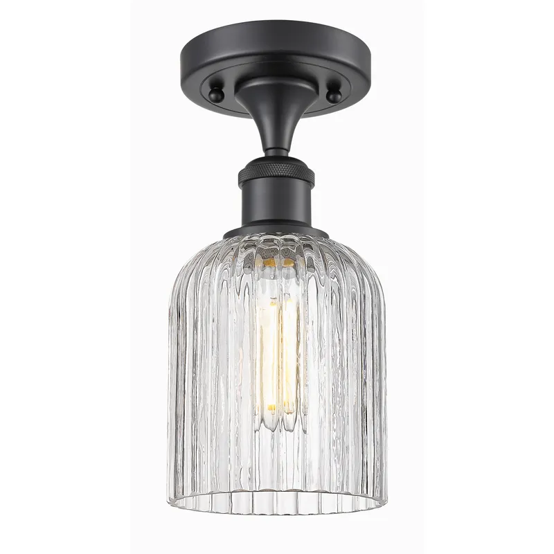 Bridal Veil 1 Light 5 inch Matte Black Semi-Flush Mount Ceiling Light in Clear