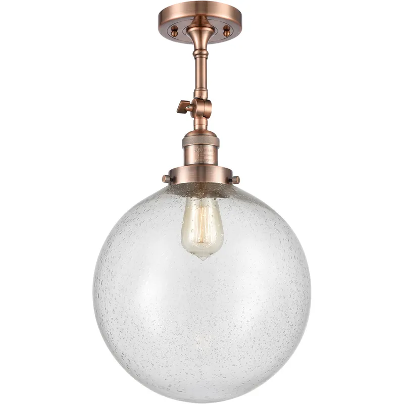 Franklin Restoration XX-Large Beacon 1 Light 12 inch Antique Copper Semi-Flush Mount Ceiling Light in Seedy Glass, Franklin Restoration