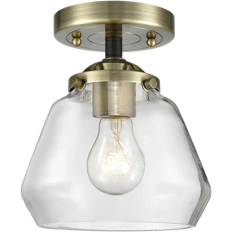 Nouveau Fulton LED 7 inch Oil Rubbed Bronze Semi-Flush Mount Ceiling Light in Clear Glass, Nouveau