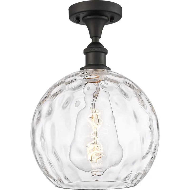 Ballston Athens Water Glass LED 10 inch Oil Rubbed Bronze Semi-Flush Mount Ceiling Light