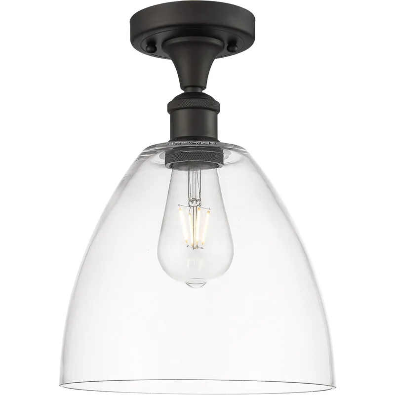Ballston Dome 1 Light 9 inch Oil Rubbed Bronze Semi-Flush Mount Ceiling Light in Clear Glass