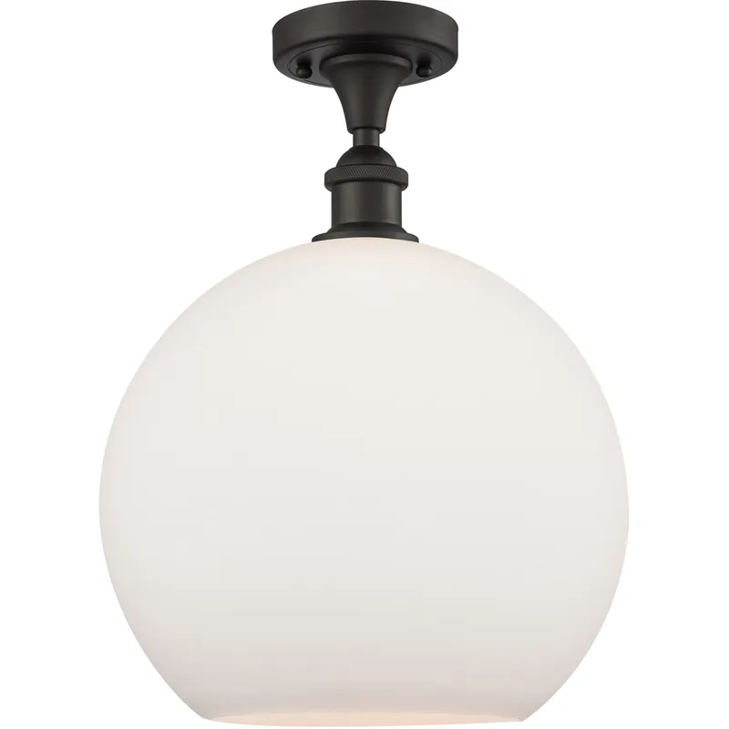 Ballston Athens LED 11.75 inch Oil Rubbed Bronze Semi-Flush Mount Ceiling Light in Matte White Glass