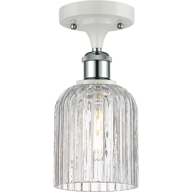Bridal Veil 1 Light 5 inch Polished Chrome Semi-Flush Mount Ceiling Light in Princess Blue Glass