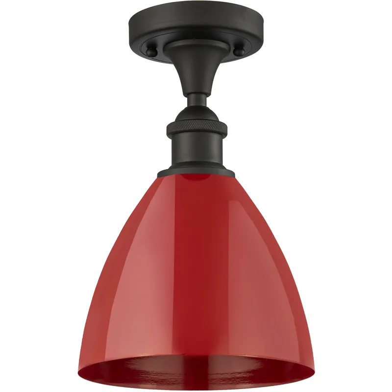 Ballston Plymouth Dome LED 7.5 inch Oil Rubbed Bronze Semi-Flush Mount Ceiling Light in Matte Red