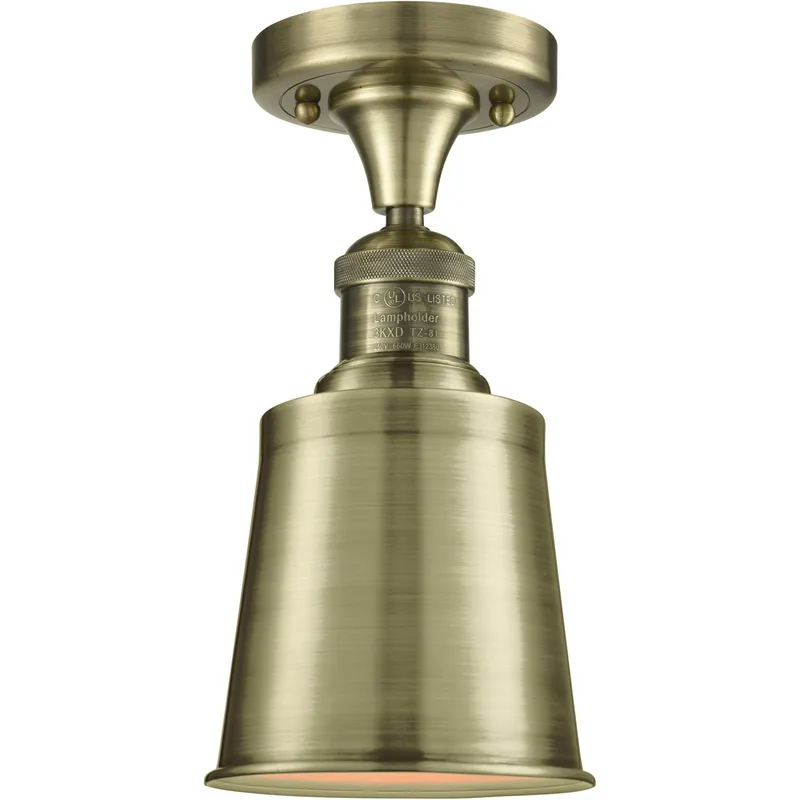 Franklin Restoration Addison 1 Light 5 inch Antique Brass Semi-Flush Mount Ceiling Light in Incandescent, Franklin Restoration