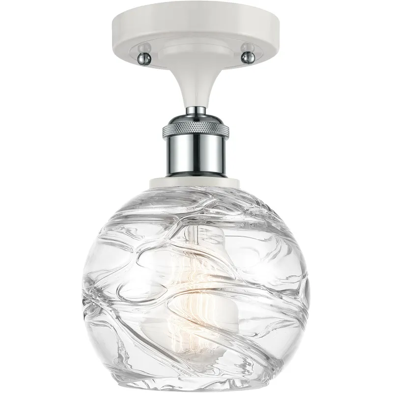 Ballston Small Deco Swirl 1 Light 6 inch White and Polished Chrome Semi-Flush Mount Ceiling Light, Ballston