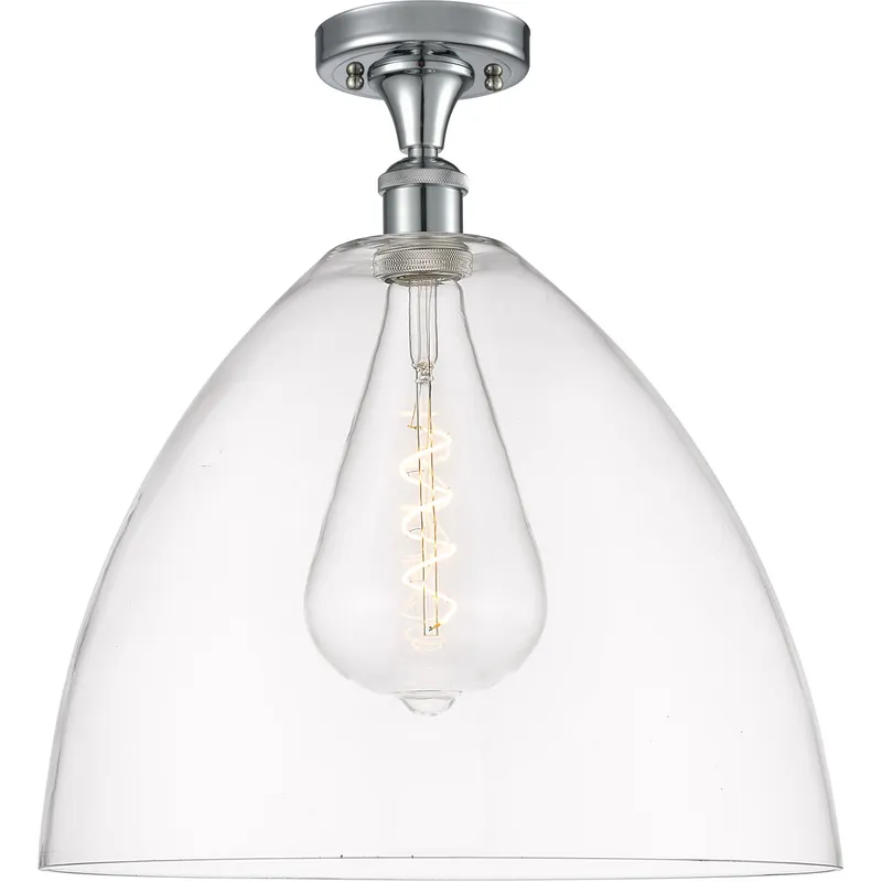 Ballston Dome LED 16 inch Polished Chrome Semi-Flush Mount Ceiling Light in Clear Glass