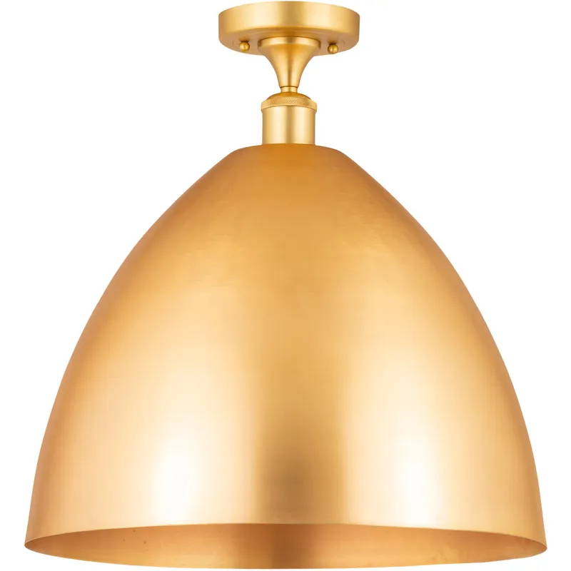 Ballston Plymouth Dome LED 16 inch Polished Chrome Semi-Flush Mount Ceiling Light in Matte Red