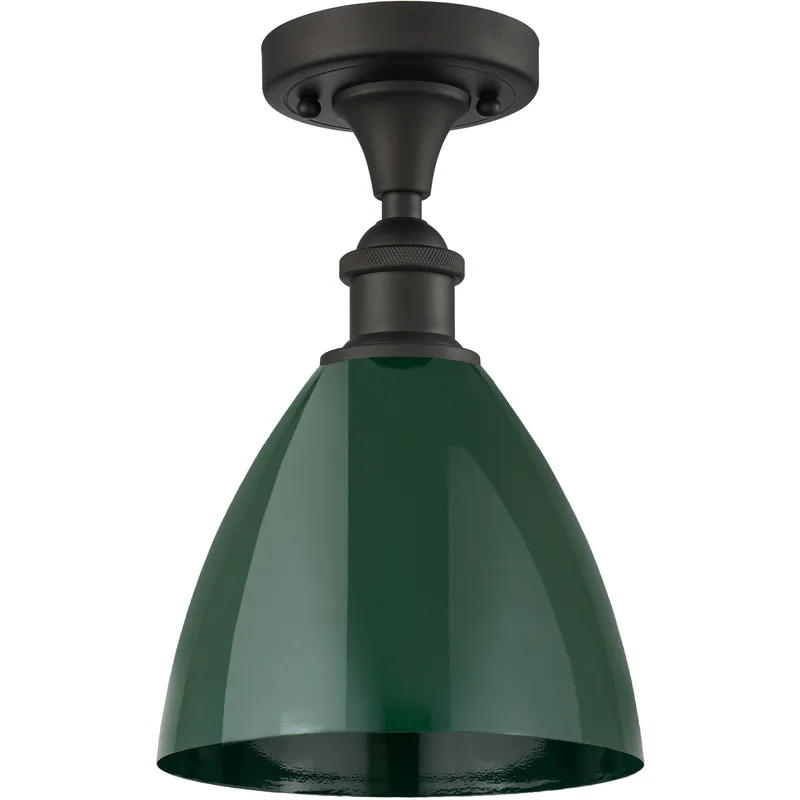 Ballston Plymouth Dome LED 7.5 inch Oil Rubbed Bronze Semi-Flush Mount Ceiling Light in Matte Green