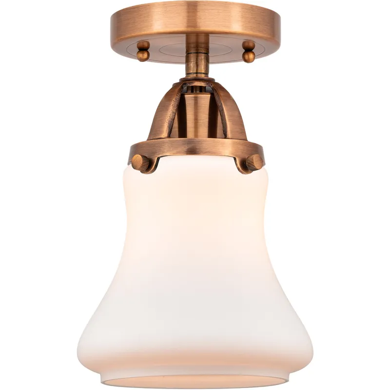 Nouveau 2 Bellmont 1 Light 6 inch Antique Copper Semi-Flush Mount Ceiling Light in Matte White Glass