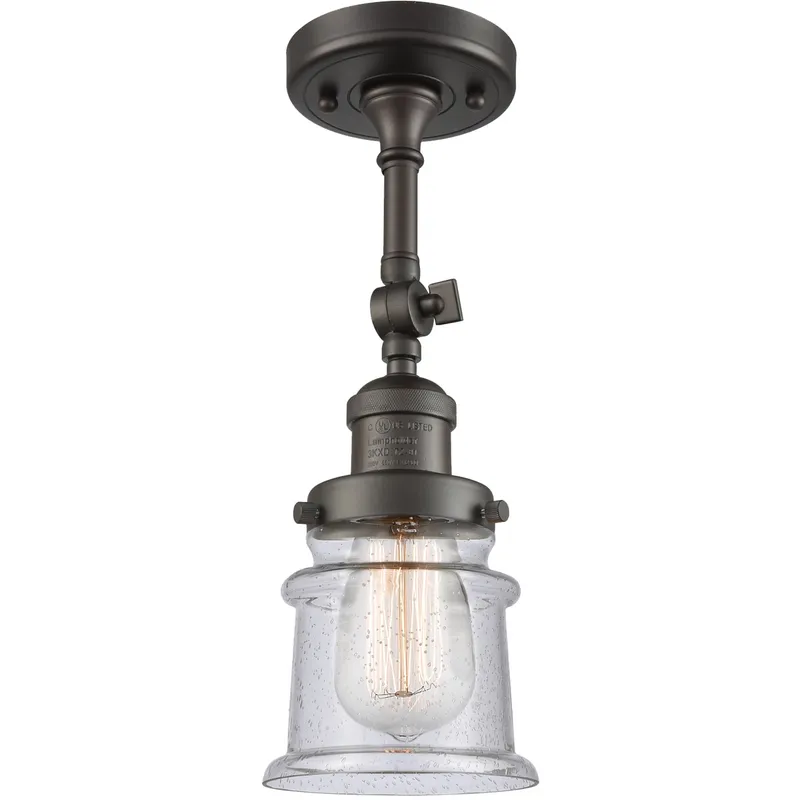 Franklin Restoration Small Canton 1 Light 6 inch Oil Rubbed Bronze Semi-Flush Mount Ceiling Light in Seedy Glass, Franklin Restoration