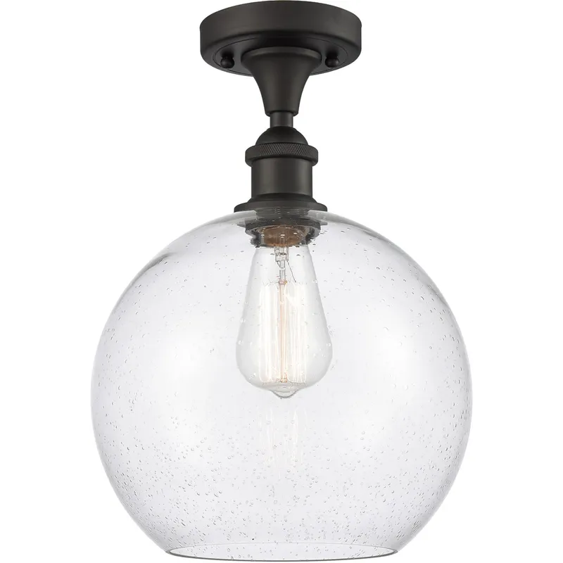 Ballston Large Athens LED 10 inch Oil Rubbed Bronze Semi-Flush Mount Ceiling Light in Seedy Glass, Ballston