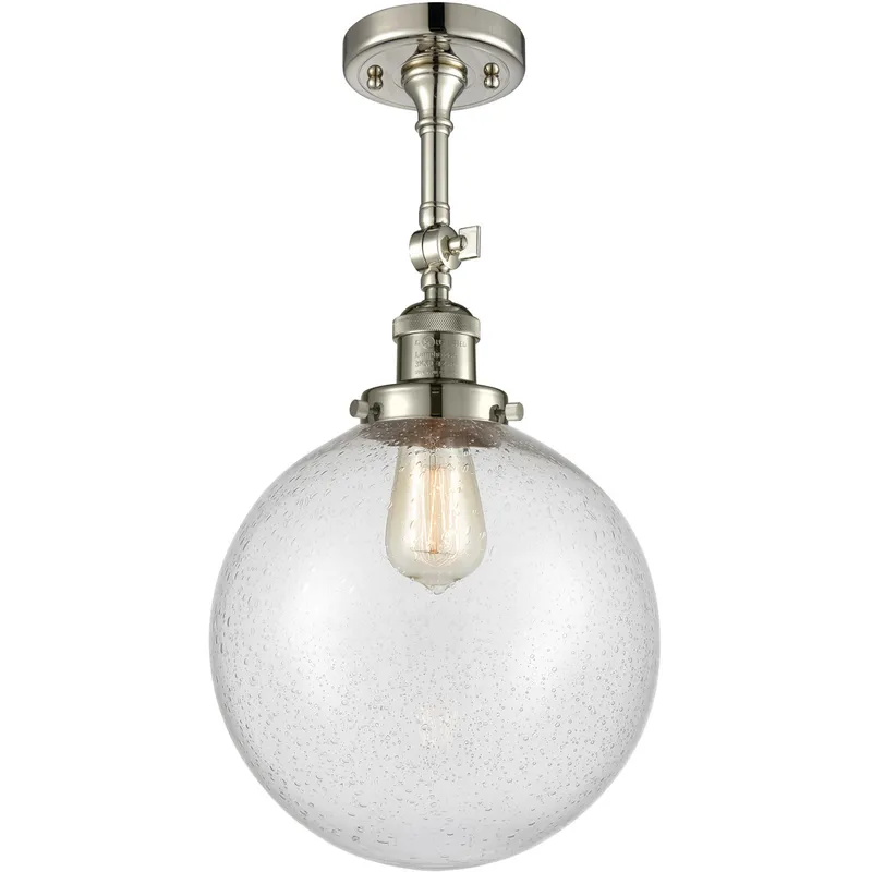 Franklin Restoration X-Large Beacon LED 10 inch Polished Nickel Semi-Flush Mount Ceiling Light in Seedy Glass, Franklin Restoration
