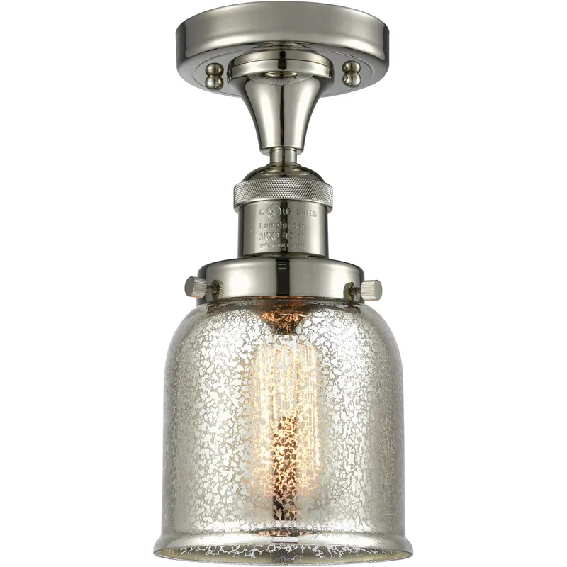 Franklin Restoration Small Bell 1 Light 5 inch Polished Nickel Semi-Flush Mount Ceiling Light in Silver Plated Mercury Glass, Franklin Restoration