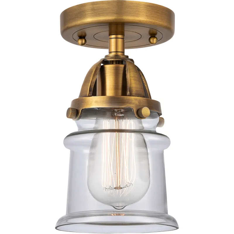 Nouveau 2 Small Canton 1 Light 5 inch Brushed Brass Semi-Flush Mount Ceiling Light in Clear Glass