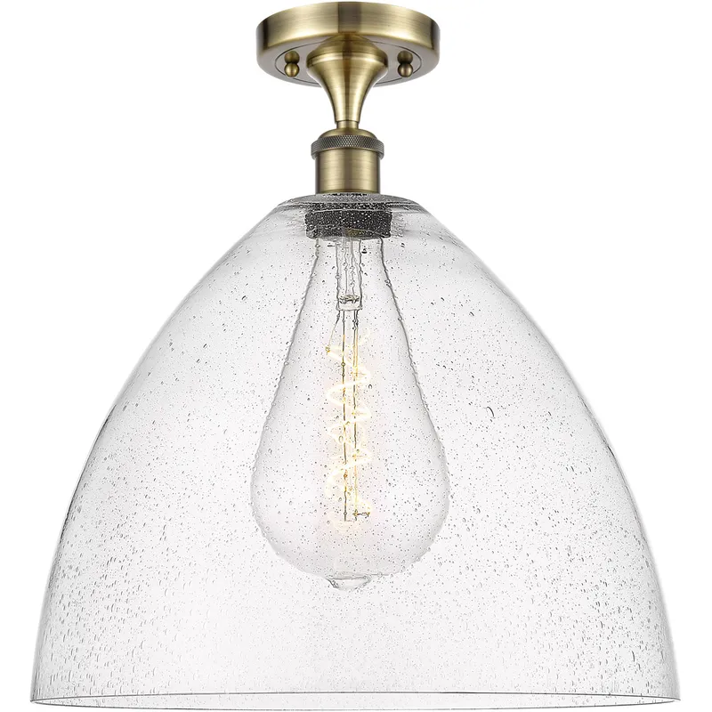 Ballston Dome 1 Light 16 inch Antique Brass Semi-Flush Mount Ceiling Light