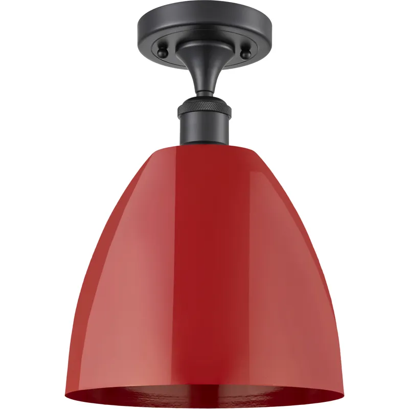 Ballston Plymouth Dome 1 Light 9 inch Matte Black Semi-Flush Mount Ceiling Light in Matte Red
