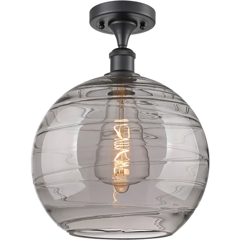 Ballston Athens Deco Swirl 1 Light 12 inch Matte Black Semi-Flush Mount Ceiling Light