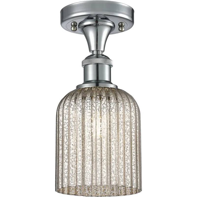 Bridal Veil 1 Light 5 inch Polished Chrome Semi-Flush Mount Ceiling Light in Mercury Glass