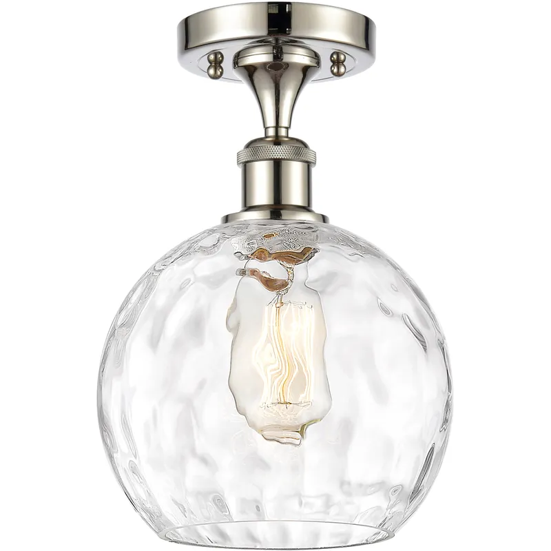 Athens Water Glass 1 Light 8 inch Polished Nickel Semi-Flush Mount Ceiling Light