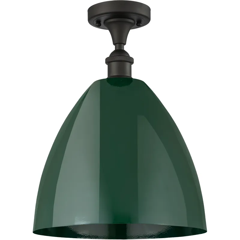 Ballston Plymouth Dome LED 12 inch Oil Rubbed Bronze Semi-Flush Mount Ceiling Light in Matte Green