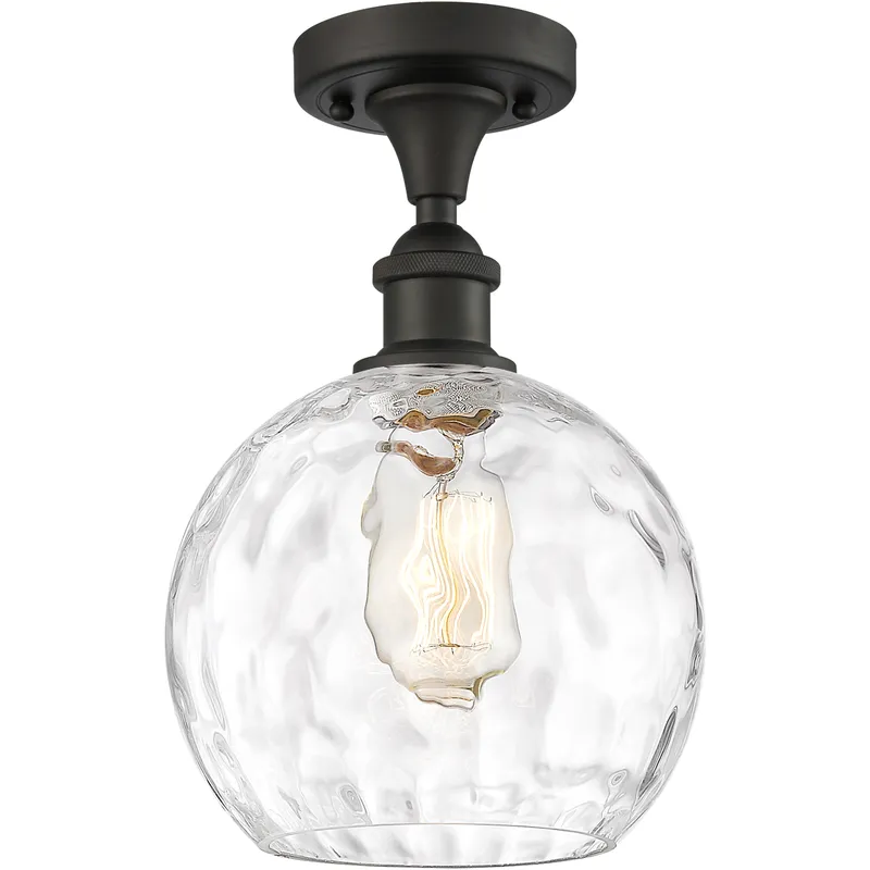 Edison Athens Water Glass 1 Light 8 inch Oil Rubbed Bronze Semi-Flush Mount Ceiling Light