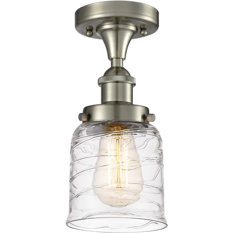 Bell 1 Light 6.5 inch Brushed Satin Nickel Semi-Flush Mount Ceiling Light