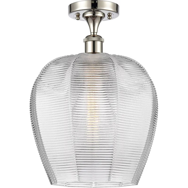 Ballston Norfolk LED 11.75 inch Polished Nickel Semi-Flush Mount Ceiling Light in Clear Glass