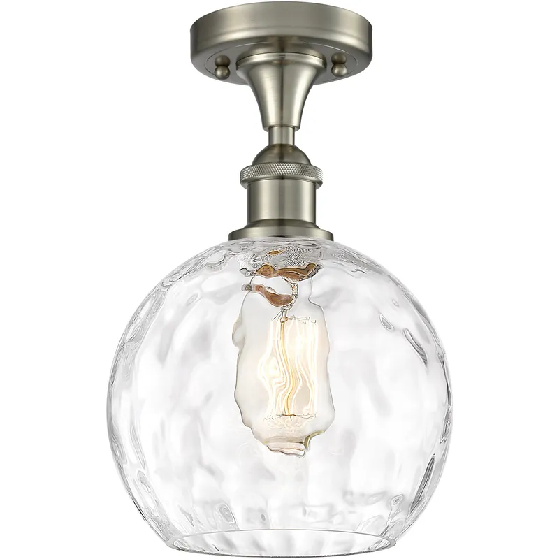 Edison Athens Water Glass 1 Light 8 inch Brushed Satin Nickel Semi-Flush Mount Ceiling Light
