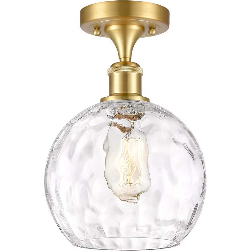 Ballston Athens Water Glass 1 Light 8 inch Satin Gold Semi-Flush Mount Ceiling Light