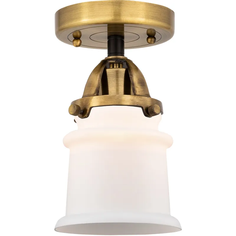 Nouveau 2 Small Canton 1 Light 5.25 inch Black Antique Brass Semi-Flush Mount Ceiling Light in Matte White Glass
