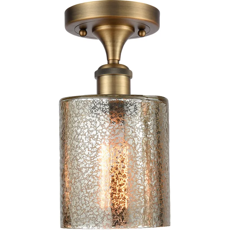 Ballston Cobbleskill 1 Light 5 inch Brushed Brass Semi-Flush Mount Ceiling Light in Mercury Glass, Ballston