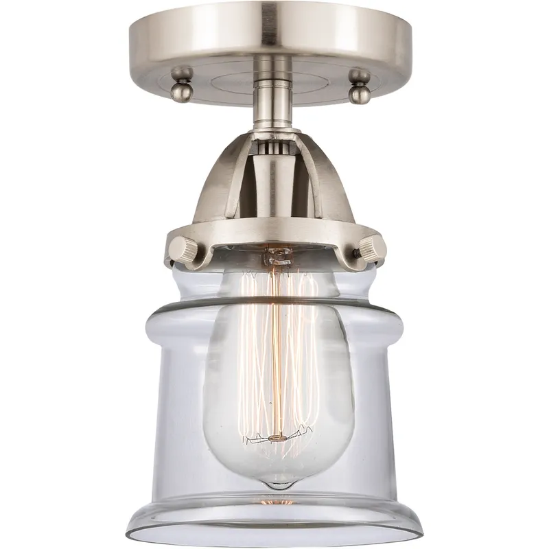 Nouveau 2 Small Canton 1 Light 5 inch Brushed Satin Nickel Semi-Flush Mount Ceiling Light in Clear Glass