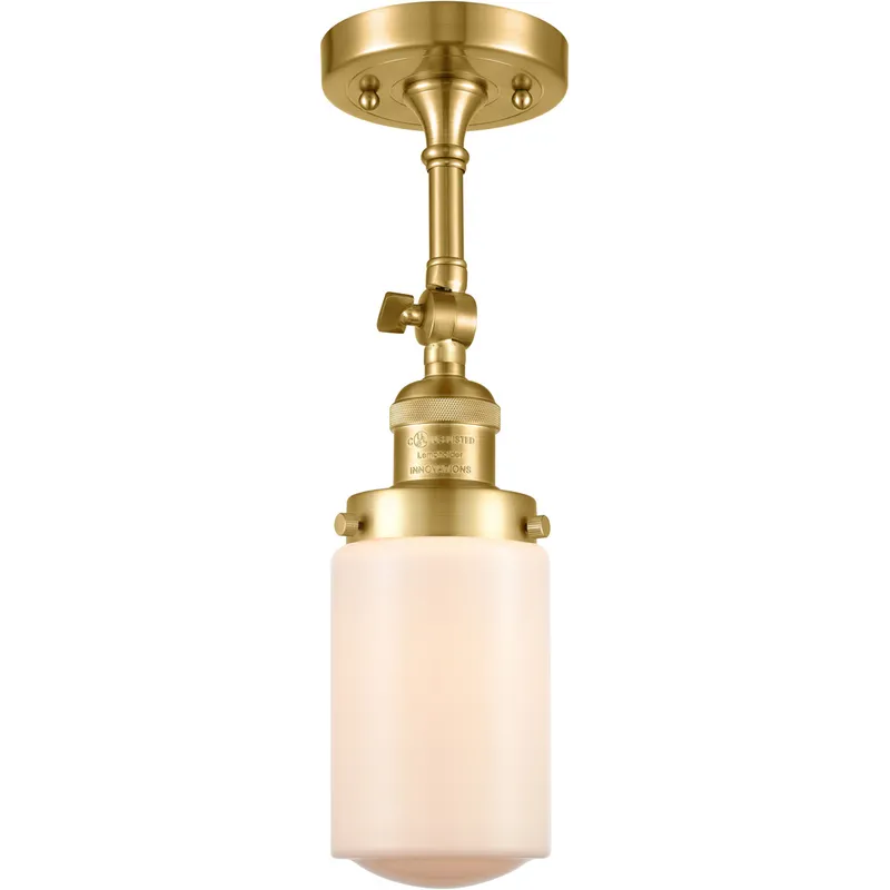 Franklin Restoration Dover LED 5 inch Satin Gold Semi-Flush Mount Ceiling Light in Matte White Glass, Franklin Restoration