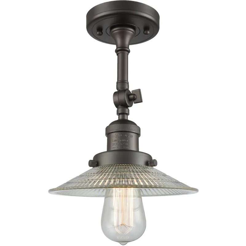 Franklin Restoration Halophane 1 Light 9 inch Oil Rubbed Bronze Semi-Flush Mount Ceiling Light in Clear Halophane Glass, Franklin Restoration