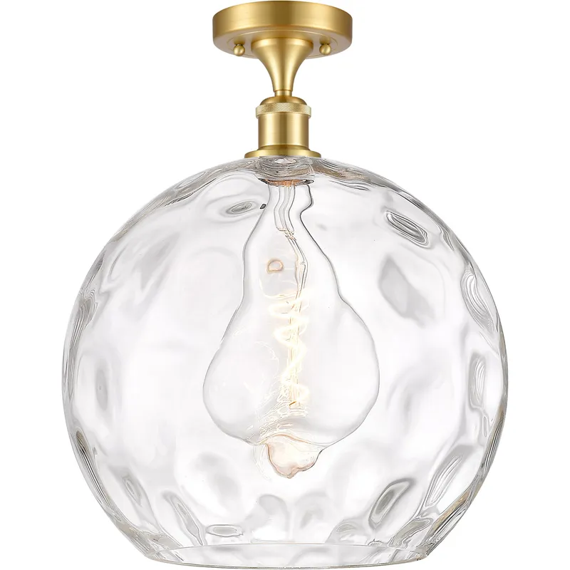 Ballston Athens Water Glass 1 Light 14 inch Satin Gold Semi-Flush Mount Ceiling Light