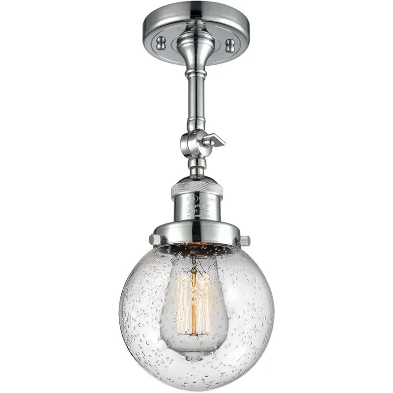 Franklin Restoration Beacon 1 Light 6 inch Polished Chrome Semi-Flush Mount Ceiling Light in Seedy Glass, Franklin Restoration
