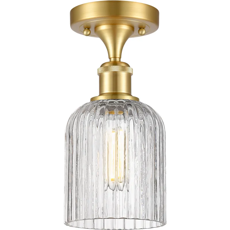 Bridal Veil 1 Light 5 inch Satin Gold Semi-Flush Mount Ceiling Light in Clear
